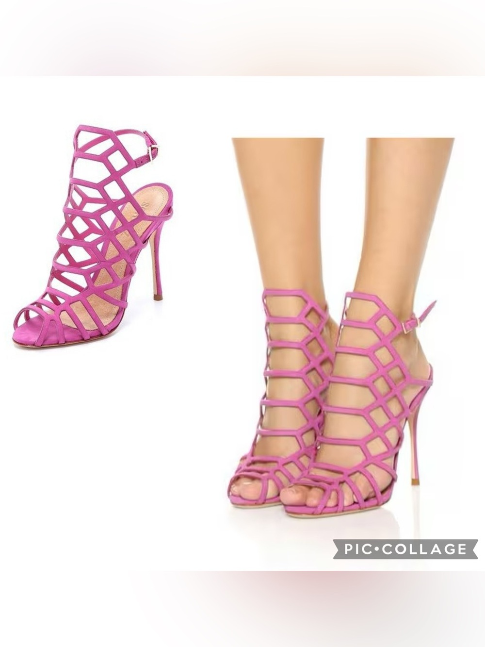 NWOT Schutz “Juliana” Fuchsia Pink Stiletto Heel Caged Sandals